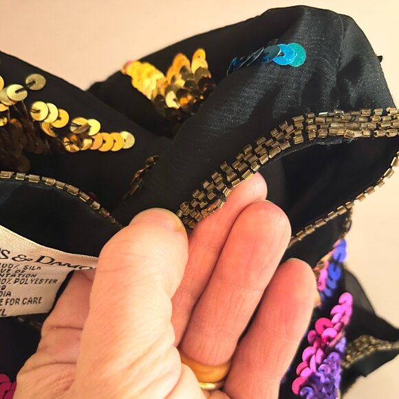 Vintage Drapers & Damons Size XL Silk Jacket Sequins Beading Fancy - Picture 3 of 15